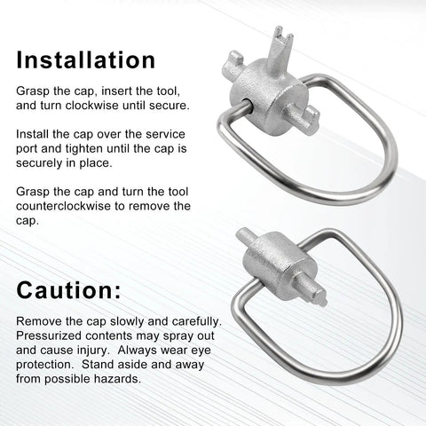 Heavy Duty Two Piece Locking Cap Keys For R410A And R22 Refrigerant Lines Slick Triple Function Tamper Proof HVAC Wrench No Sweat AC Repair And Maintenance Tool