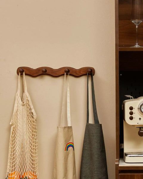 Walnut Wood Coat Rack Wall Mount Set Of 4 Heavy Duty Hooks For Coats Keys Robes Bags And Towels Modern Rustic Wall Hanger Organizer