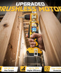 Cordless Right Angle Drill With Brushless Motor Compatible With Dewalt 20V Battery Delivering 400 Inch Pounds Torque being used in wood.