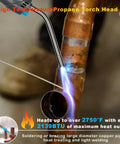Trigger Start Gas Welding Torch Head For Propane And MAP PRO Fuel, 1.5 Inch Extension Nozzle, in use on copper piping.