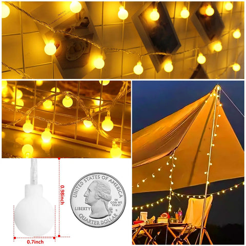 Battery Operated LED Globe String Lights 2 Pack Total 52ft 120 LEDs 26ft Each 60 LEDs Waterproof With Remote Eight Modes for decor
