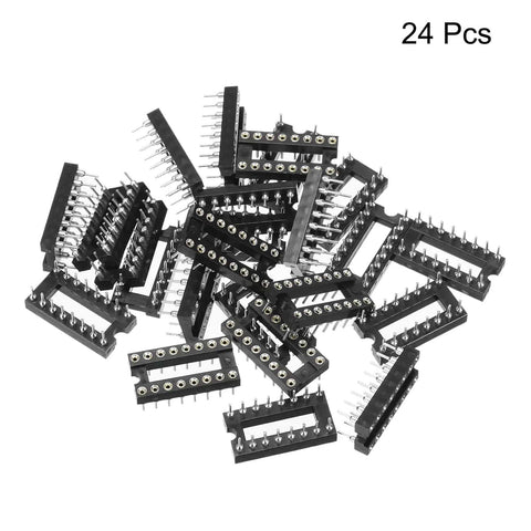 24 pcs 2.54mm Pitch DIP IC Socket Connector Dual Row 16 Pins Round Pins Soldering For Electronics DIY Kits