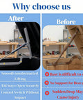 Comparison of Two Pack Deck Box Hydraulic Hinge Replacement Kit with old rusty hinge on wooden storage box lid