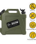 3.2 Gallon Portable Water Jug With Spigot For Camping And Hiking, BPA Free Military Green Water Storage Tank, Easy Pour Design