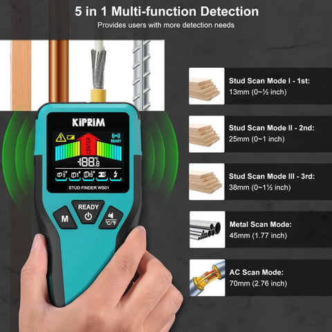 Straight Shooter Stud Finder And Digital Wall Scanner With Triple Depth Modes And Reliable Live Wire Detection For Zero Stress Home Fix Ups And Weekend Builds