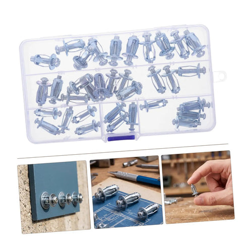 Heavy Duty Petal Expansion Bolts Nuts Kit 35Pcs M4 M5 M6 for Hollow Wall Anchors in plastic organizer