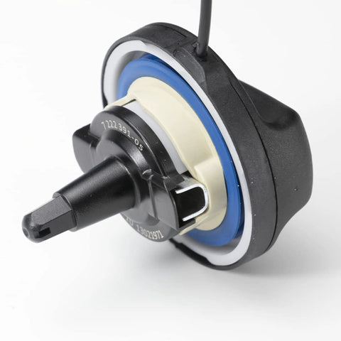 Close-up of fuel cap tether for BMW and Mini Cooper vehicles, compatible with 16117222391 10844 31848, showing easy install strap.