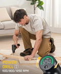 Person using Ultra Cordless Drill Driver With 3/8 Inch Keyless Chuck, Brushless Beast Power Motor, 30 Nm Torque, 1250 RPM, TapSwitch Gear Change