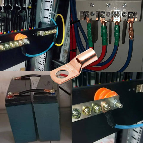 Copper Wire Lugs And Ring Terminals Kit For Automotive Wiring AWG 2 4 6 8 10 12 160 Piece Set With Heat Shrink Tubing applied