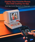 Mini Retro PC Style Speaker With Pixel Screen And DIY Faces Bluetooth And USB Audio Alarm Clock And White Noise on desk