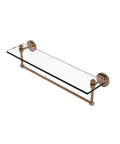 Sleek Dope Tempered Glass Shelf With Integrated Towel Bar 22-Inch Wide By 5-Inch Deep Solid Brass Construction in designer finish