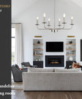 Six Light Farmhouse Candle Chandelier In Black And Brass For Bedrooms Kitchen Island And Dining Rooms Ceiling Light Fixture Pendant Lighting Classic Silhouette Elegant Rustic Farmhouse Style in modern living room