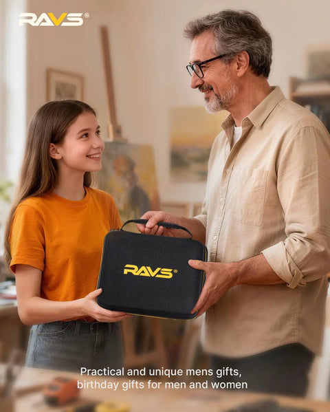 Man and young woman holding a non-slip leather case for Pro Grade Butane Torch Kit With 16 Pieces.