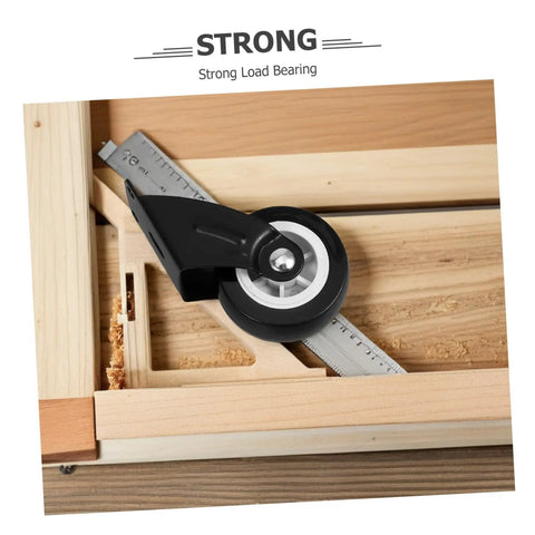 Heavy Duty Sliding Door Track Roller Wheels Four Pack Glides Smooth With Zero Drag Barn Door Hardware close-up on roller and guide.