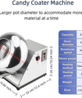 Pro Grade Stainless Steel Sugar Coating Machine Featuring Adjustable Rotating Drum For Chocolate And Candy Making Automatic Tablet Coating Dryer Quick Heat Dissipation with large pot