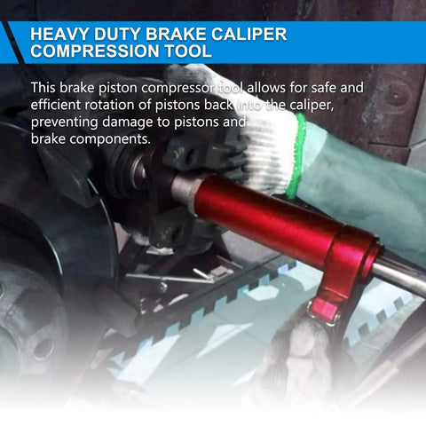 Mechanic using Pro Grade Pneumatic Brake Caliper Tool Set With 28-Piece Heavy Duty Disc Brake Piston Compressor And Wind Back Kit