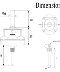 Dimensions diagram of 3D Edge Finder Touch Probe for CNC Machines, 6mm shank, 2.0mm tungsten ball tip, 2m cable, XYZ sensor