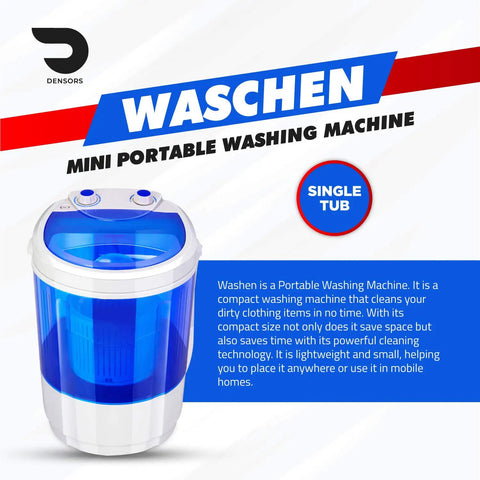 Portable Mini Single Tub Washer For Small Clothes Under 1.2Kg, Travel Washing Machine with blue lid, compact design.