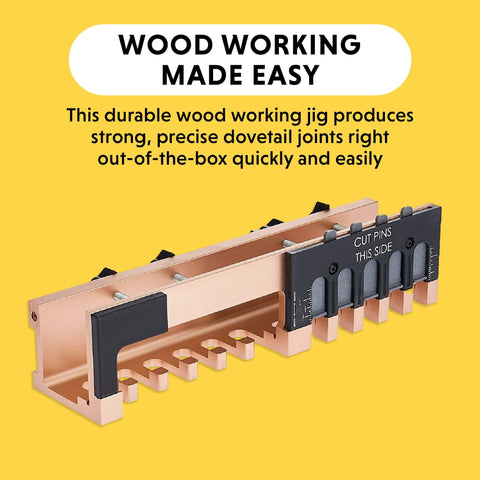 Adjustable Dovetail Jig Kit DIY Friendly 12 Inch Template For Furniture And Cabinet Making Aluminum Layout With Integrated Clamping System Indoor Outdoor Use Includes Joint Box Gold Finish