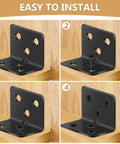 Heavy Duty L Brackets For Shelves 107 Piece Value Set installation guide on wood, showing easy screw fastening process