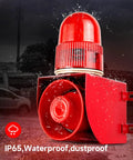 Red IP65 Beefy Sound And Light Alarm Siren With LED Strobe 120dB Outdoor Security Horn 25W AC110V weatherproof in rain