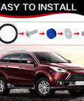 Universal Car Bumper Quick Release Fastener Kit With Stainless Steel Bolts installation diagram and red SUV in background.