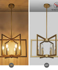 Slick Six Bulb Gold Chandelier That Gonna Level Up Your Space, Modern Farmhouse Ceiling Light showing on and off states.