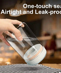 Big Capacity Airtight Coffee Bean Storage Jar With Date Tracker Locks In Peak Roast Freshness Keeps Your Stash Fresh As Ever One Way Valve And Silicone Seal blocks humidity, shown being sealed.