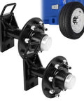 Hella Tough Shipping Container Rollers With An 8 By 6 Point 5 Lug Setup and Heavy Duty Axle Kit in black, designed for smooth freight movement.