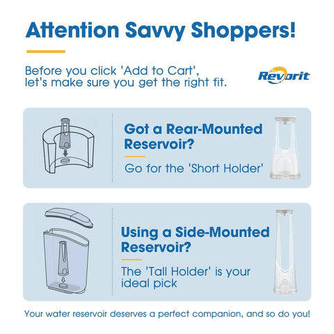 Graphic showcasing All In One Filter Replacement Starter Kit For 2.0 Brew Systems with side and rear reservoir holder options.