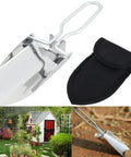 Compact Folding Camping Shovel With Durable Stainless Steel Build For Outdoor Survival Mini Shovel And Pouch In Silver