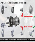 Beefed Up Rear Wheel Hub Bearing Assembly Pair For Toyota 86 Scion FRS Subaru Impreza shown with disc and drum brake compatibility