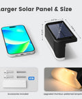 Real Deal Solar Deck Lights For Outdoor Yard And Fence Featuring Waterproof 16 Pack, showing larger solar panel size and included accessories.