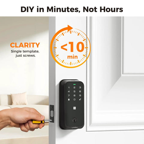 Home Key Smart Lock For Front Door, HomeKit Compatible Fingerprint Keypad Deadbolt With Built In WiFi installed on door