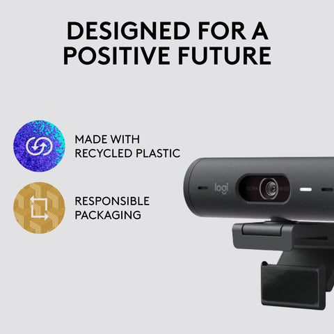 Straight Up 1080P Webcam With Smart Auto Lighting Show Mode Built In Noise Cancelling Mics Privacy Shutter Goes Hard On Zoom Teams And Google Meets For Crisp Streaming Experience Matte Black highlighting eco-friendly design and responsible materials.