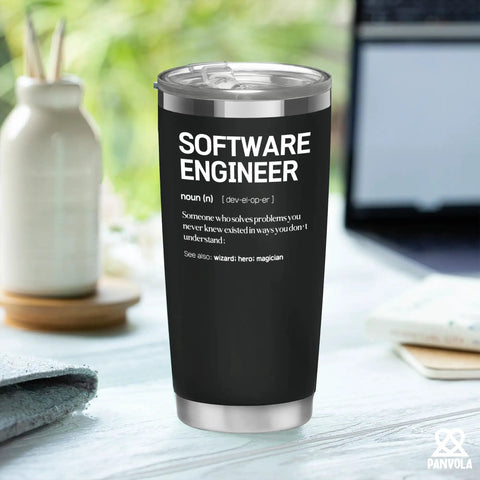 Engineer Definition Coffee Tumbler 20 Oz Vacuum Insulated Stainless Steel With Removable Lid And Straw Perfect Gift For Software Engineers Graduation Birthday Promotion Coworker Or New Engineers On The Team Durable And Cool