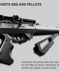 Powerful BB and pellet rifle for adults with 20 inch rifled barrel, adjustable fiber optic sights and 4x15 scope
