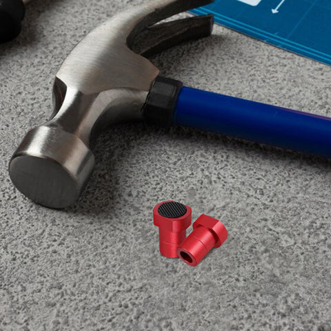 Red 8 Pack Workbench Pegs With Nonslip Surface And Quick Release next to hammer on workbench
