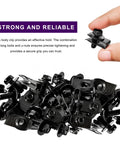 Hand holding bolt from 50 Piece M6-1.0 Body Bolts U Nuts Kit With Hex Head Screws And Extruded U Nuts Universal Push Pull Auto Body Retainers