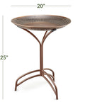 Tranquility 20 Inch Copper Bird Bath With Pure Copper Basin Bronze Finish And Durable Aluminum Base for Outdoor Gardens