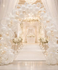 Premium 110 Pcs Balloon Arch Clips Kit With Super Strong Spring Clamps For Weddings Parties Festivals And Banquet Scene Decorations That Look Lit And Durable. balloon arch setup for wedding aisle with white and gold balloons