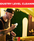 Mechanic using Oversized 10X12 Cleaning Wipes For All Purpose Garage And Auto Cleanup Ink Paint Tar Grime Remover in workshop