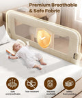 Foldable Toddler Bed Rail 59 Inch Reinforced Carbon Steel Frame With Connectors and breathable fabric with baby
