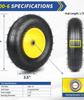 Upgrade 13 Inch Pneumatic Wheelbarrow Tire For 4.00 To 6 Wheel Size Fits Five Eighths And Three Quarters Bearings Hub From 1.75 To 6 Inches Tough As Nails Replacement For Garden Cart Dolly Trolley Wagon With 330 Pound Load Capacity