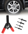 Poly Rivet Gun Kit With Rivet Removal Tool Ergonomic Lightweight Design For Plastic Rivets Includes 40 Polyoxymethylene Rivets Perfect For Auto Body Marine And Home DIY Repairs displayed with car tire