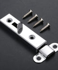 Solid Snap Bolt Screw Lock for Sliding Door Window Gate Hasp Latch Metal with matching screws on a dark background.