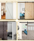 Gold Stainless Steel Barn Door Handle Pull Plates Set Of 2 With Mounting Screws for Sliding Doors and Kitchen Cabinets on various doors