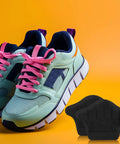 Premium Heel Grips Insert Kit Locks Your Shoes In Place Zero Wiggle Room Foam Heel Pads For Loose Loafers Sneakers And Boots next to colorful sneakers