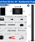 36 Inch Modular Cable Railing Post Kit For Deck Surface Mount With Heavy Duty Stainless Steel Wire System parts overview with detailed components