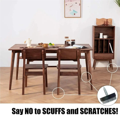 Heavy Duty Furniture Sliders For Carpet And Hardwood With Thick Felt Pads Screw In Chair Glides under wooden dining table.